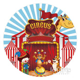 Dessin animé Cirque Animal Show Anniversaire Rond Toile de Fond
